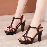 Woman Sexy High Heels Ladies Summer Dress Shoes For Women Female Leather Platform Wedge Heel Elegant Sandal 32 35 36 37
