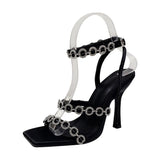 Heels Summer Women 2024 New French Chain Stilettos With Square Head And High