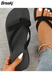 Women Summer Shoes Solid Color Flats Flip Flops Outdoor Sandals Home Basic Casual Footwear Bathroom Slippers Beach Shoes