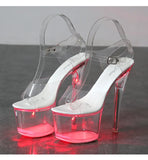 Breakj 34-43 Hate Sky High Nightclub High Shoes Luminous Sandals Women's Shoes Show Pole Dancing Shoes Crystal
