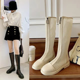 Fashion Women Knee High Boots Square heel Zipper Sexy Lace Mesh Boots Summer Cool Boots Breathable Women's