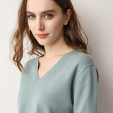 Sweater 2020 New V-neck Female Long-sleeved Knitted Pullover Jumper Pull Femme Clothes White Loose Thin Good