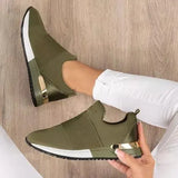 Women Knit Solid Color Sneakers Casual Breathable Slip on Elastic Band Sport Shoes Ladies Platform Vulcanized