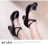 New 2022 Fashion Women Pumps With High Heels For Ladies Work Shoes Dancing Platform Pumps Women Genuine Leather Shoes Mary