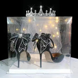 Bow High Heels Summer New Thin-Heeled Single Shoes Crystal Bridesmaids Wedding Shoes Hollow