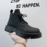 Breakj Wind Ins Black Martin Boots Male Trend Autumn And Winter Tooling Locomotive Boots Korean Version High Gang