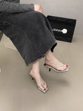 Breakj Evening Wind Clip Cool Slippers Women Wear The 2025 Summer Design Silver Fine Belt High And Cool