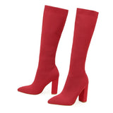 2024 Style Autumn And Winter Large-Size High Boots With Thick Tips And Thick Heels, But Knee-Length Women's Boots And Skinny