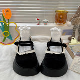Lolita shoes new flocking retro Mary Jane shoes college girls platform shoes Japanese JK school uniform high heels women's