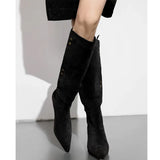 Breakj New Autumn And Winter Boots Pointed High Heel Large Size Thin Boots Two Wear Western Fashion Knight Boots