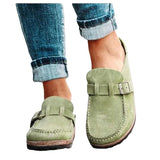 Breakj Summer New Sandals Coated Outside Wearing Belt Buckle Half-Tug Women's Large-Size Casual Slippers Women's
