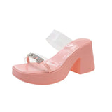 Breakj Design Sense Transparent One Word With Thick Platform Thick Heel Sandals Female 2023 Summer New Fashion Increased