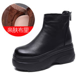 Breakj The Children Of Thin Boots Autumn And Winter New Cow Skin Pine Cake Bottom Leather Small Short Boots Soft Bottom Fashion Boots
