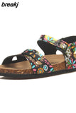 2023 New Summer Beach Cork Sandals Casual Women Outside Non-slip Double Buckle Sandalias