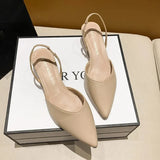 Women's Heeled Sandals Summer Fashion Sexy Pointed Toe Square Heel Candy Color Ladies Mules Shoes Party Wedding Women Pumps