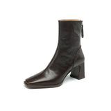 Zipper Grasps Skinny Boots 2024 Autumn And Winter New Thick Heels, High Heels And Fashionable Leather Short