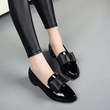 Leather Shoes Women In 2023 Autumn New Bow Korean Version Fashion Pointed Large Size Bright Leather Low Heel Flat Single Shoes