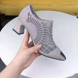 Autumn Women Naked Boots,Sexy Hollow out Rhinestone Mesh Shoes,Fashion Summer Heels,Pointed