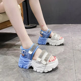 Breakj Bottom Old Dad Sandals Female Summer 2023 New Fairy Feng Shui Drill High Heel Casual Sports Roman Shoes Ins
