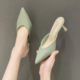 Breakj Summer New Fashion Pointed Head Half Drag High Heels Women's Shoes Heel