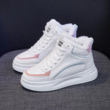 White Winter Sneakers Women's Fur Ladies High Top Sneakers Platform Vulcanized Casual Shoes Woman Snow Boots basket