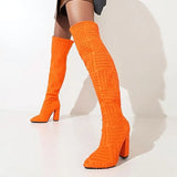 Women's Boots Autumn Winter New Women's Knight Boots Knee-length Boots Pointed Toe Sexy Stilettos 2022 Elastic Cloth