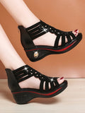 New Fashion Wedge Sandals Women Summer Shoes Elegant Ladies Rome Sandals Female Sandalias Black Wedge