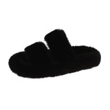Winter Keep Warm Women Fur Furry Slippers for Home Fluffy Soft Indoor Slides Thick Flats Heel Non Slip Indoor House