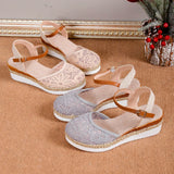 Women Closed Toe Wedge Sandals Women 2024 Summer Buckle Strap Gladiator Shoes Woman Fashion Espadrilles Platform Sandalias