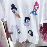 Summer Fashion Girls Embroidery T-shirt Women O-Neck Short Sleeve Tees Female Casual