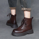 Breakj Leather Retro British Style Martin Boots 2025 Autumn And Winter New Fashion Casual Women's Boots Thick Bottom Increase Short