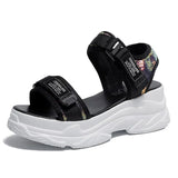 2022 Glitter High Platform Sandals Women Thick Bottom Comfortable Hook Loop Summer Shoes Woman Casual Sandalias