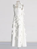 French Small Fragrant Wind Lotus Leaf Side Sling Dress Dress 2025 New Splicing Three-Dimensional Flower Design Long Dress