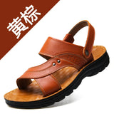 Sandals Men's Summer New Men's Casual Beach Shoes Leather Fashion Breathable Slippers Thick-soled Shoes Tide Man
