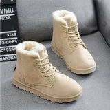 Snow Boots Flat Lace Up Winter Plus Size Platform Ladies Warm Shoes 2021 New Flock Fur Women's Suede Ankle Boots