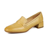 Style Square Toe High Heel Shoes Elegant Woman Cowhide Real Leather Pumps Thin Heels 6cm Designer Pumps Party Dress