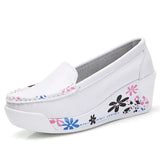 Shoes Loafers For Women 2021 Wedges Sneakers Floral Single Woman White Shoes Platform Breathable Female Vulcanized