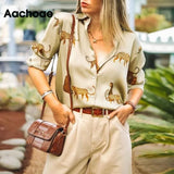 Leopard Stylish Shirt Women Turn Down Collar Office Fashion Female Blouse Long Sleeve Plus Size Lady Tops Blusa