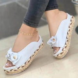 Women Sandals Casual Wedges Heels Slippers For Summer Shoes Women Peep Toe Straw Heels Sandalias Mujer Sweet Platform