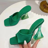 Breakj Slippers Women 2025 Summer New High-Hee Slippers Square Women Cold Slippers Large Code