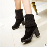 Women's Boots 2021 Autumn Winter Thigh High Boots For Woman Shoes Knitting Wool Long Boot Women Brown/Black Boot Ladies