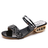 Breakj Slippers Women 2025 Summer Water Diamond Lily With A Word Wearing Fashion One Shoe Two Wearing