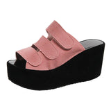 Breakj Slippers Women's 2023 Korean Version Of Spring And Summer Large Code Magic Stick Thick Bottom Slope And Cold Drag Frosted High With Ladies