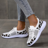 Breakj Large-Size Casual Canvas Shoes Women's Leopard Lace With Water Drill Mesh Shoe Size Single