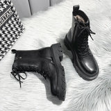 Winter Boots For Women Fur Black Combat Boots Women 2021 New PU Leather Punk Gothic Shoes Platform Ankle Boots
