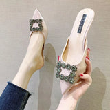 New Orange Pointed Toe Women Bridal Wedding Shoes Rhinestone Crystal Shallow Pumps Stiletto High Heel Sandals Zapatos De