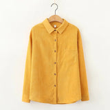 Style Women's Corduroy Shirt 2021 Spring New Casual Loose Women Long Sleeve Blouses and Tops Lady Blouse