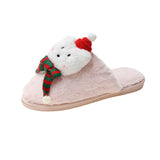 And Winter Christmas Plush Slippers Female Cartoon Bear Baotou Home Cotton
