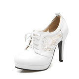 Breakj Water Platform High Heel Belt Women's Shoes Splicing Lace Fine Heel Single Shoes Large Size
