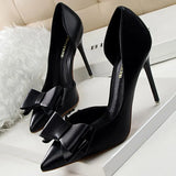 Shoes Bow-knot Woman Pumps Stiletto 10.5 Cm Women Basic Pump Pointed Toe Classic Pumps Sexy High Heels Women Shoes